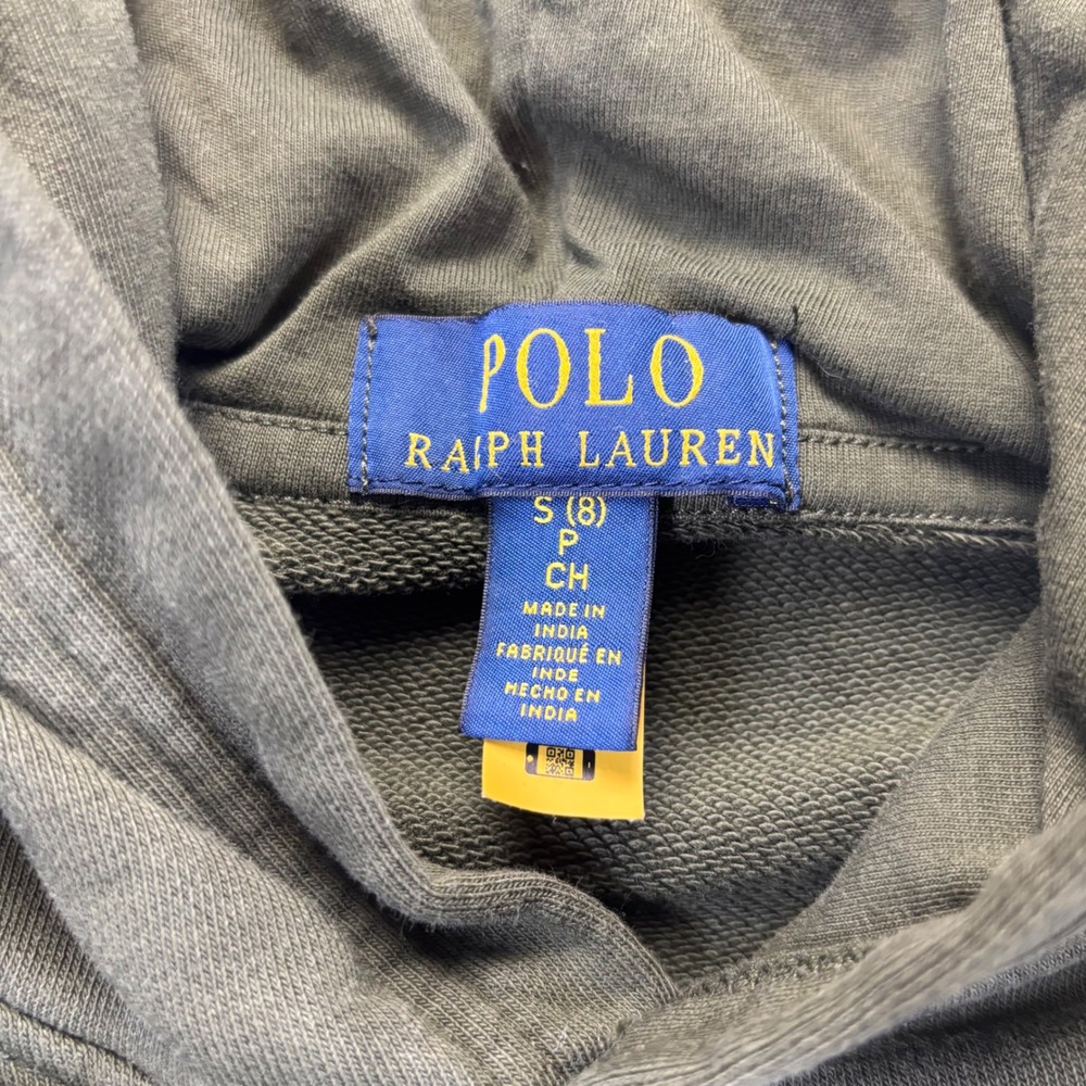 Polo Ralph Lauren Hoodie Kids Size 8 Olive Green Logo Pullover - Picture 3 of 5